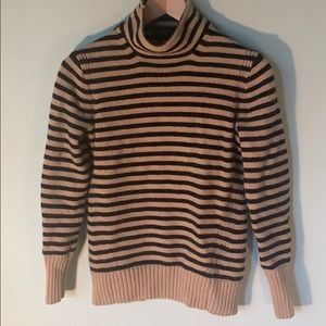 COZY J Crew Carmel & Black striped turtleneck. XS
